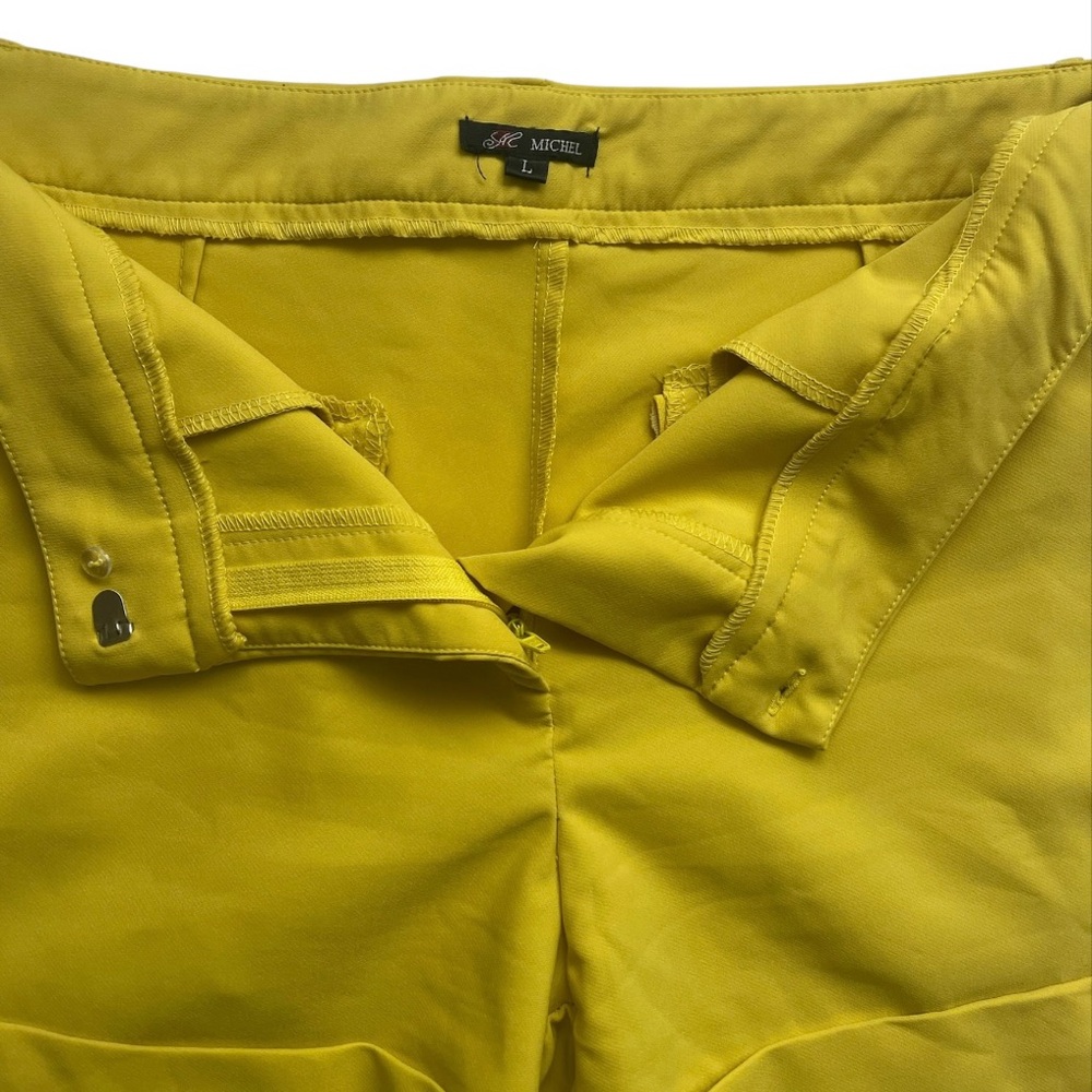 Vibrant Yellow High Waist Shorts with Stretch Fabric - Picture 5 of 5